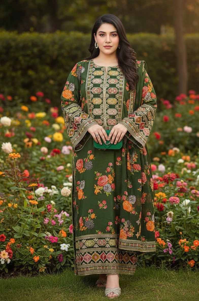 Kareena - Heavy Embroidered winter soft Stuff 3 Pc Suit