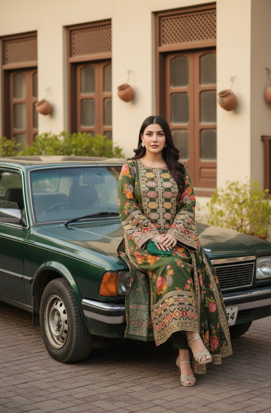 Kareena - Heavy Embroidered winter soft Stuff 3 Pc Suit