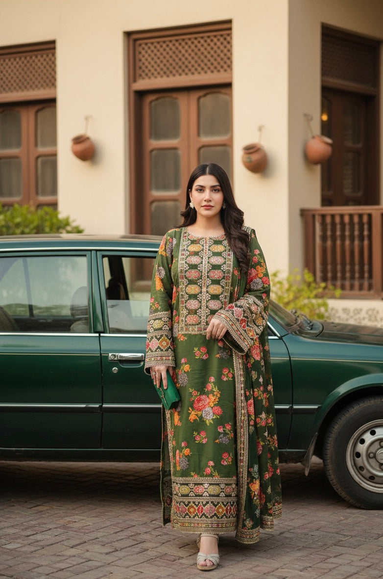 Kareena - Heavy Embroidered winter soft Stuff 3 Pc Suit