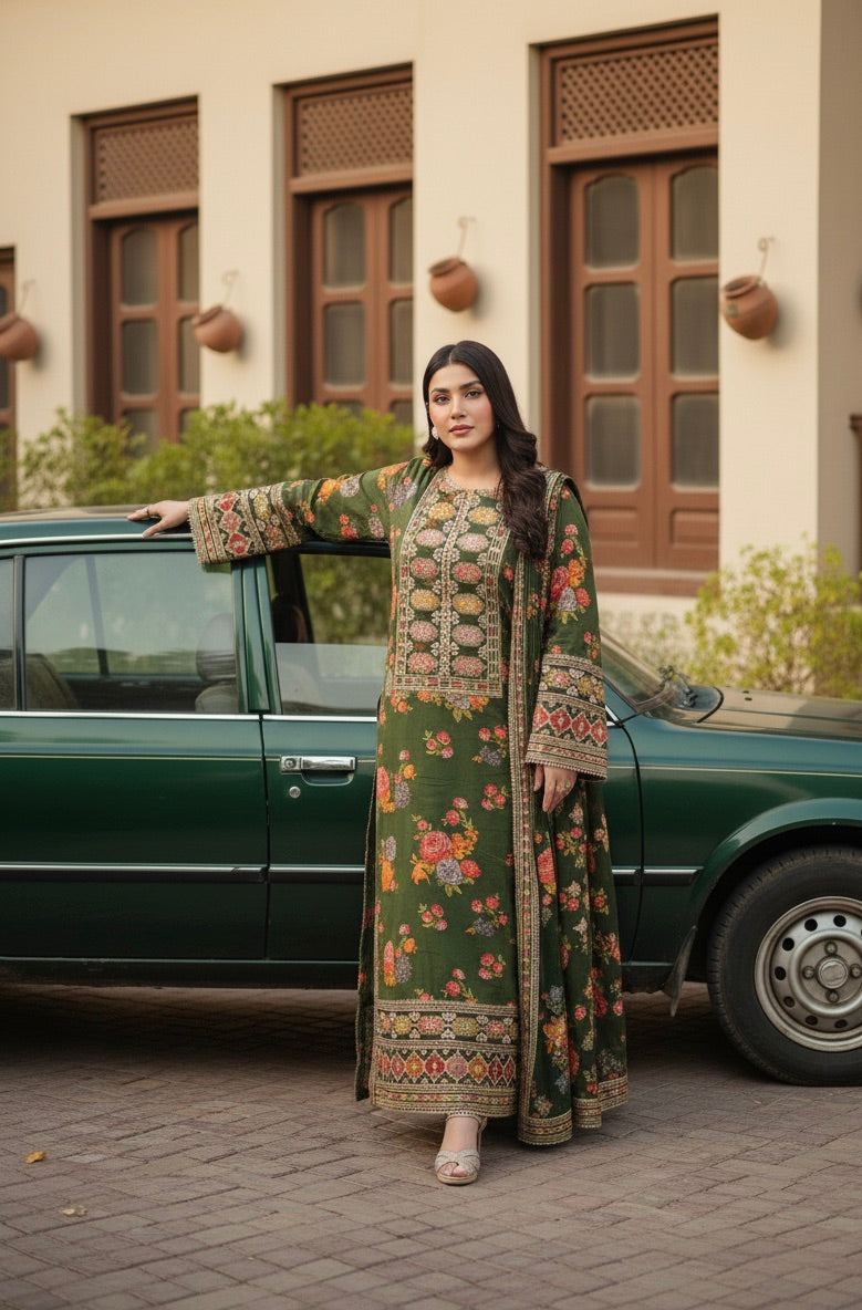 Kareena - Heavy Embroidered winter soft Stuff 3 Pc Suit