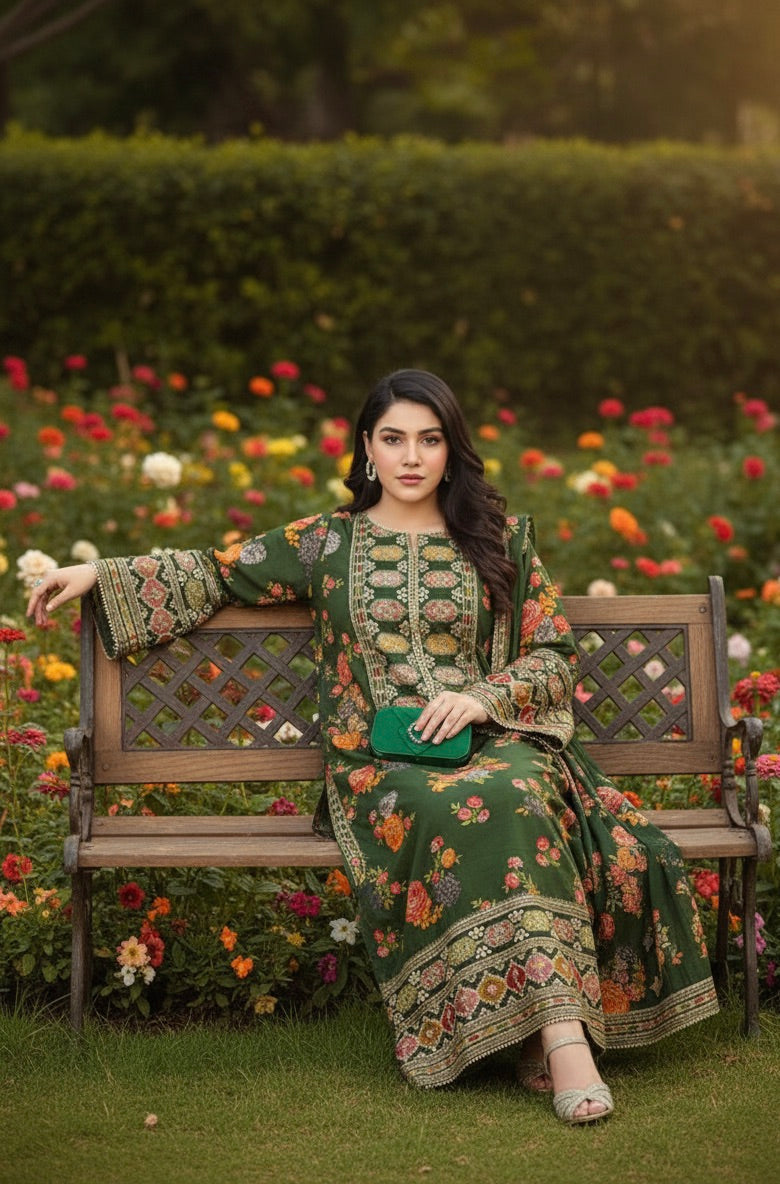 Kareena - Heavy Embroidered winter soft Stuff 3 Pc Suit